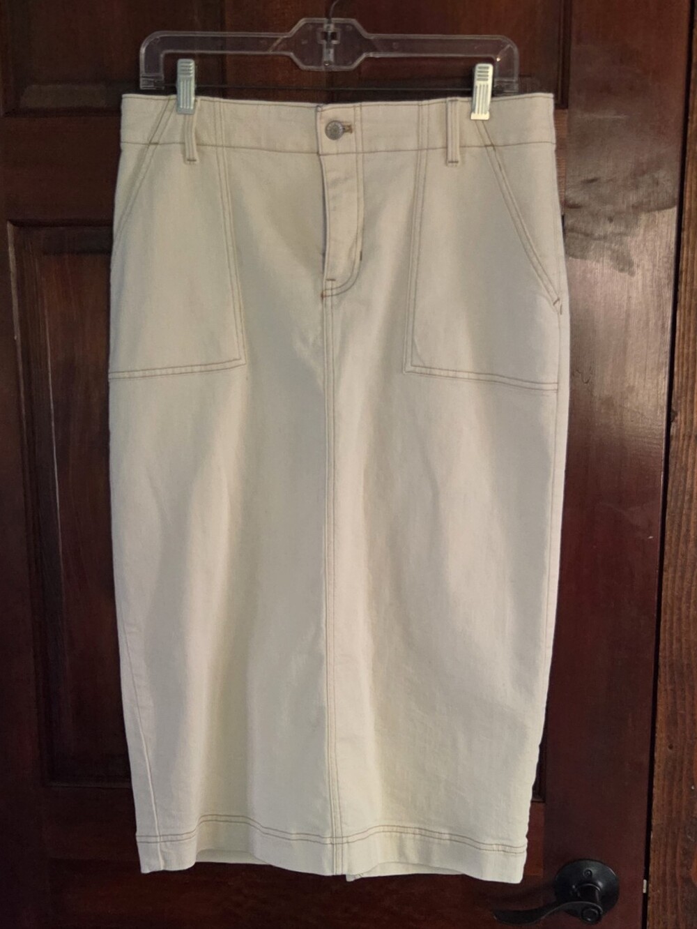 Talbots Ecru Denim Pencil Skirt